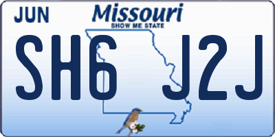 MO license plate SH6J2J
