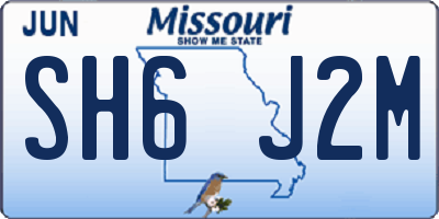 MO license plate SH6J2M