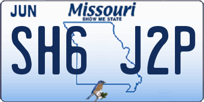 MO license plate SH6J2P