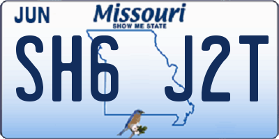 MO license plate SH6J2T