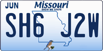 MO license plate SH6J2W