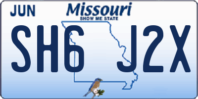 MO license plate SH6J2X