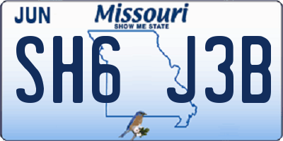 MO license plate SH6J3B