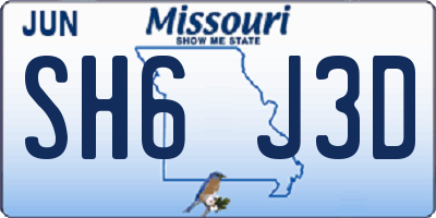 MO license plate SH6J3D