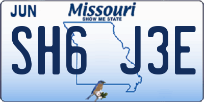 MO license plate SH6J3E