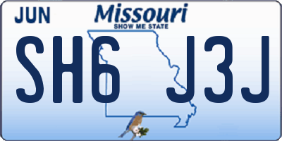 MO license plate SH6J3J