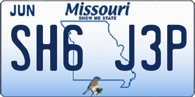 MO license plate SH6J3P