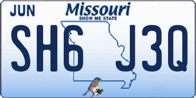 MO license plate SH6J3Q