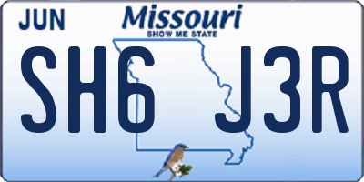 MO license plate SH6J3R