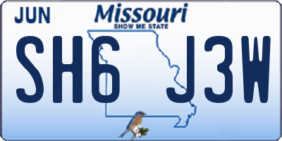 MO license plate SH6J3W