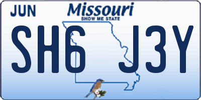 MO license plate SH6J3Y