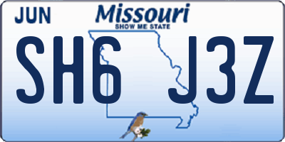 MO license plate SH6J3Z