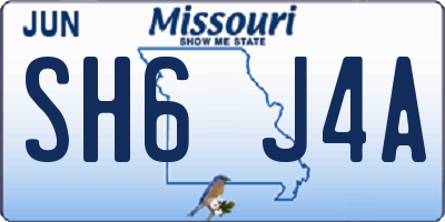 MO license plate SH6J4A