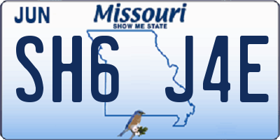 MO license plate SH6J4E