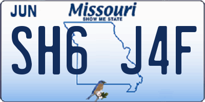 MO license plate SH6J4F