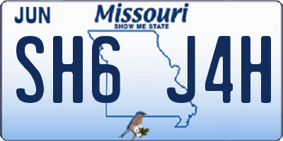 MO license plate SH6J4H