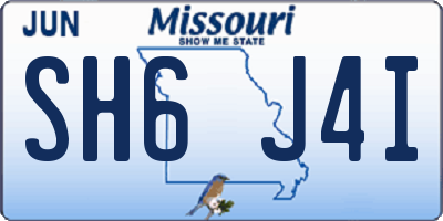 MO license plate SH6J4I