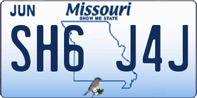 MO license plate SH6J4J