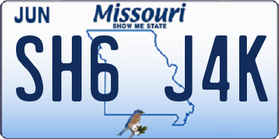 MO license plate SH6J4K