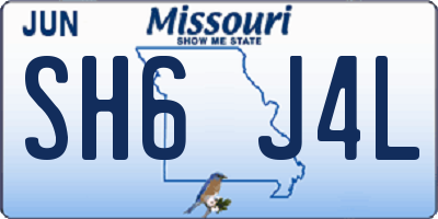 MO license plate SH6J4L