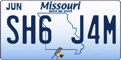 MO license plate SH6J4M