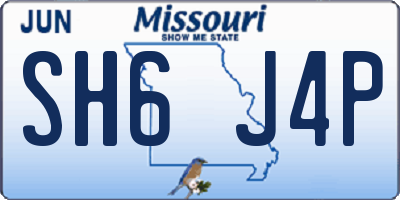 MO license plate SH6J4P
