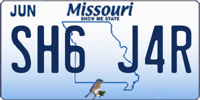 MO license plate SH6J4R