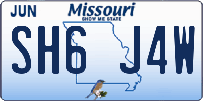 MO license plate SH6J4W