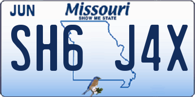 MO license plate SH6J4X