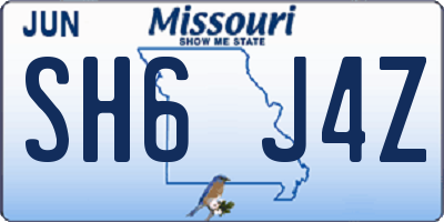 MO license plate SH6J4Z