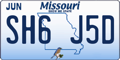 MO license plate SH6J5D