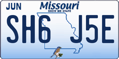 MO license plate SH6J5E