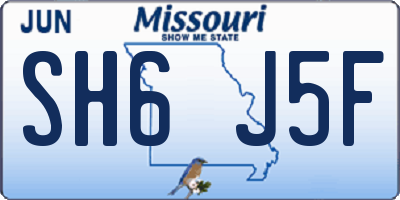 MO license plate SH6J5F