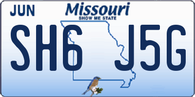 MO license plate SH6J5G