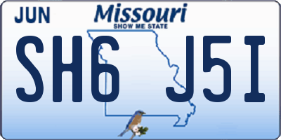 MO license plate SH6J5I