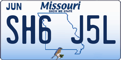 MO license plate SH6J5L