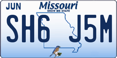 MO license plate SH6J5M