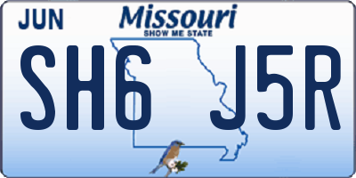 MO license plate SH6J5R
