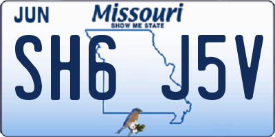 MO license plate SH6J5V