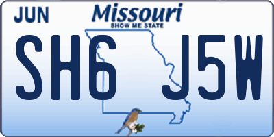 MO license plate SH6J5W