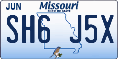 MO license plate SH6J5X