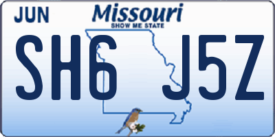 MO license plate SH6J5Z