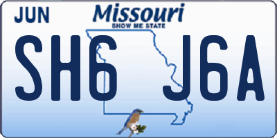MO license plate SH6J6A