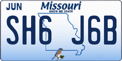 MO license plate SH6J6B