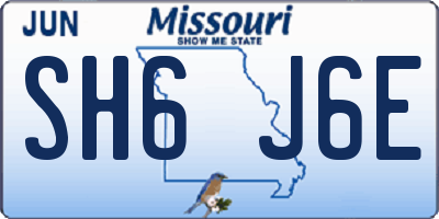MO license plate SH6J6E