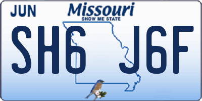 MO license plate SH6J6F