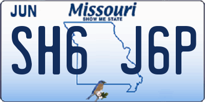 MO license plate SH6J6P