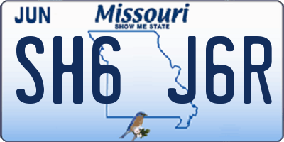 MO license plate SH6J6R