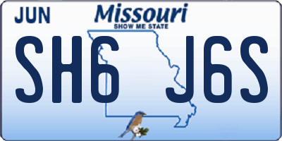MO license plate SH6J6S
