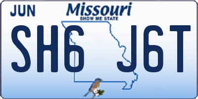 MO license plate SH6J6T